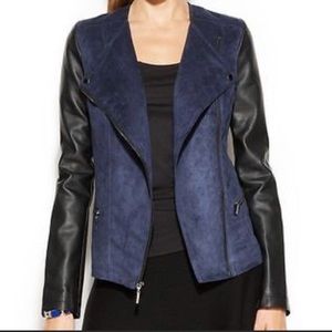 Vegan Black Leather and Blue Suede Alfani Jacket